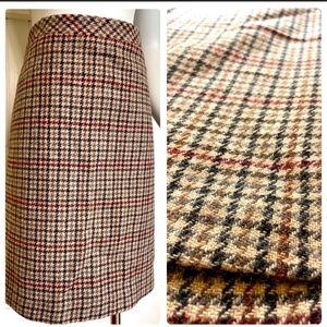 L.L. BEAN Plaid Wool Lined Mini Skirt, Neutrals, Small Plaid, size 20
